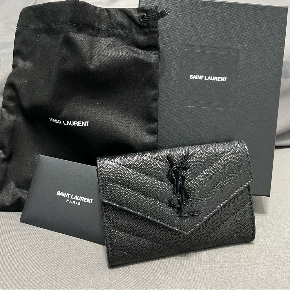 Saint Laurent Monogram Quilted Leather French Wallet Black